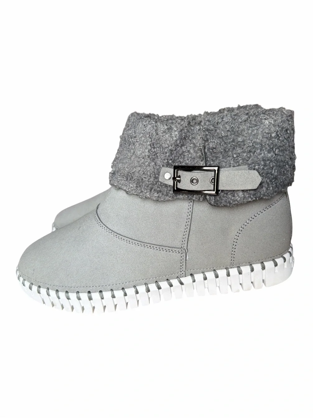 Ilse Jacobsen Women’s Warm Lined Ankle Boots - Gray Faux Fur, Sz 40 9.5/10